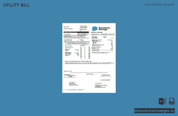 USA Dominion Energy Stromrechnung Version 2 Beispielvorschau